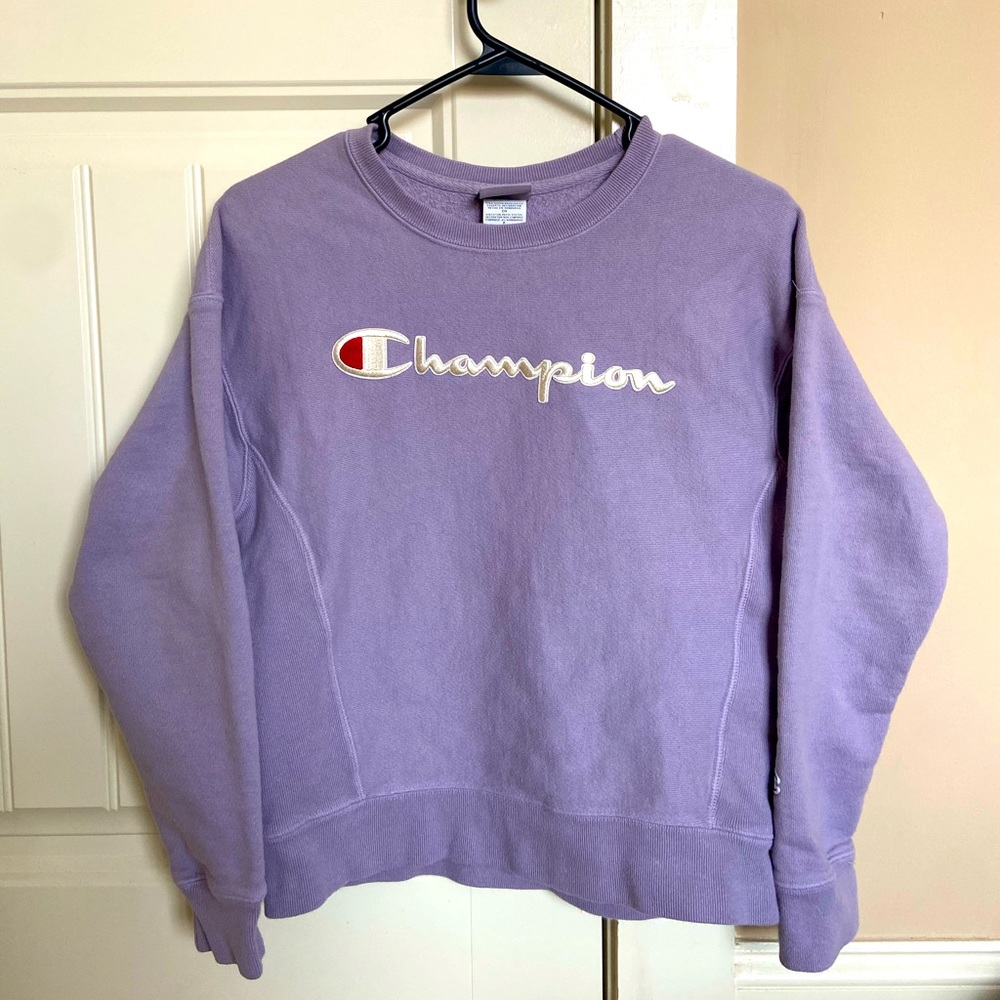 Purple champion reverse weave crewneck